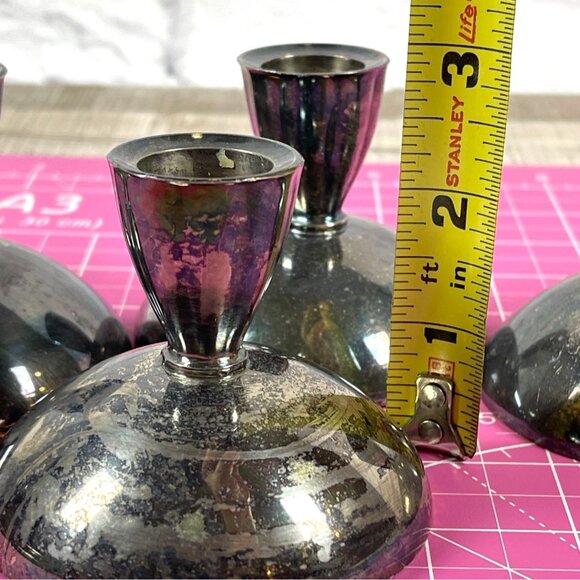 Oneida Silversmiths Silver Plated Art Deco MCM Candle Holders Set of 4 Vintage - Picture 7 of 13